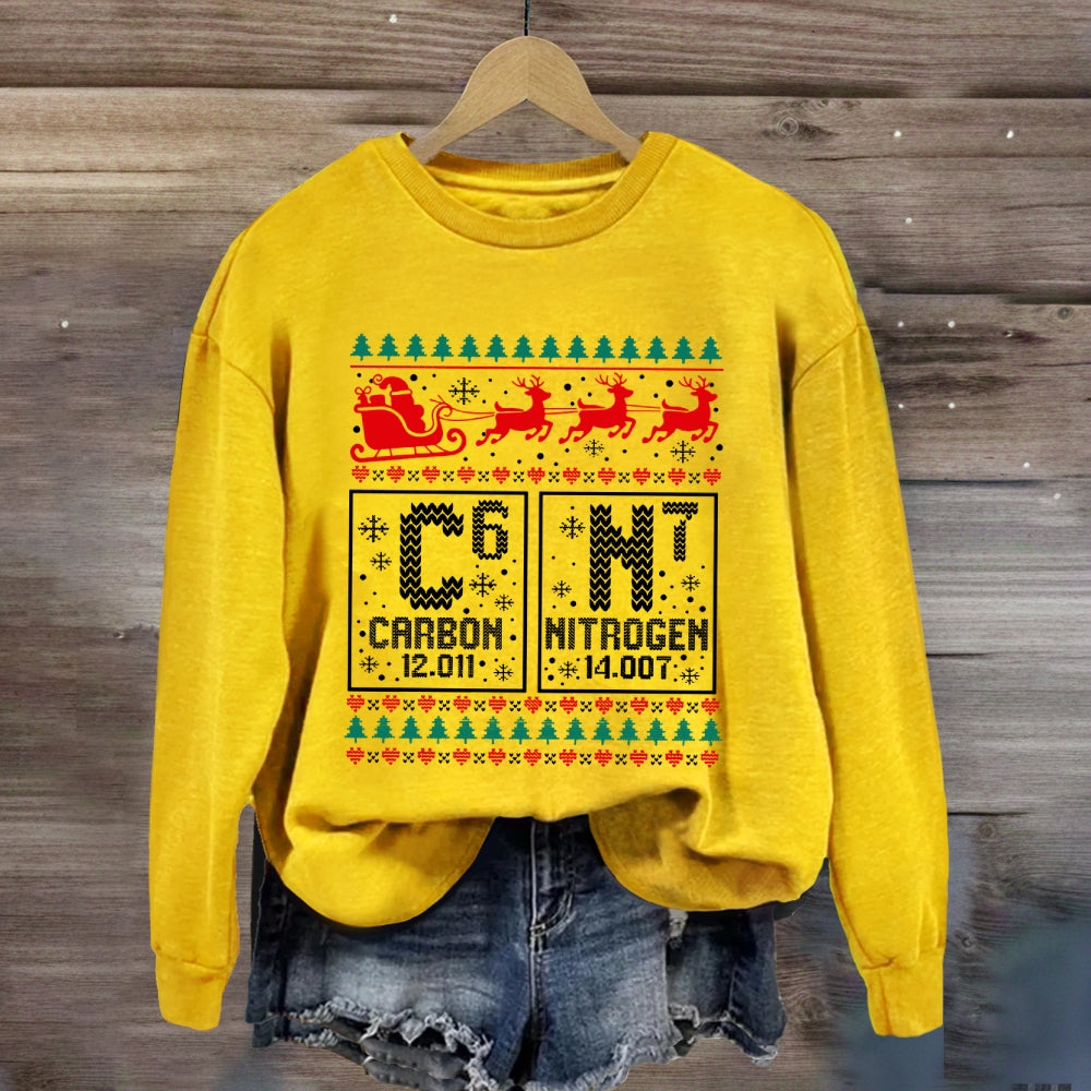 Carbon Nitrogen 67 Christmas Science Sweatshirt