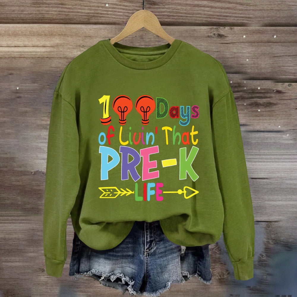 Personalized Grade 100 Days Of Liuin That Prek Life Sweatshirt