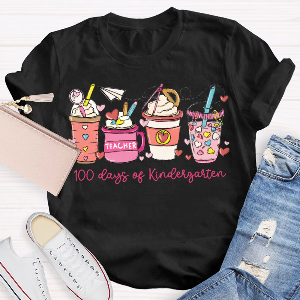 Personalized Grade 100 Days Of Kindergarten Teacher T-shirt