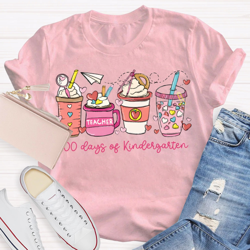 Personalized Grade 100 Days Of Kindergarten Teacher T-shirt