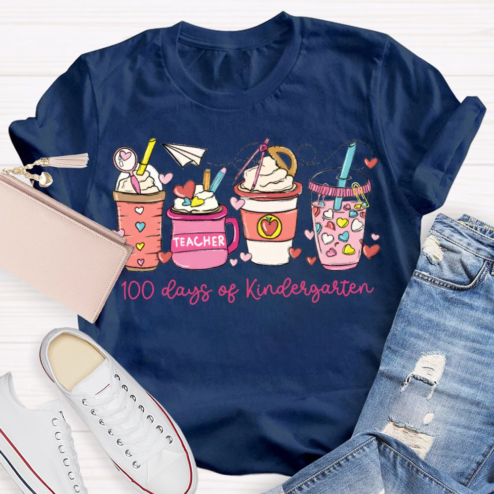 Personalized Grade 100 Days Of Kindergarten Teacher T-shirt