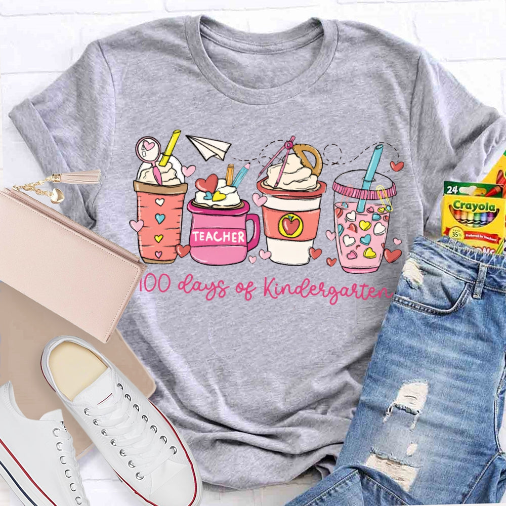 Personalized Grade 100 Days Of Kindergarten Teacher T-shirt