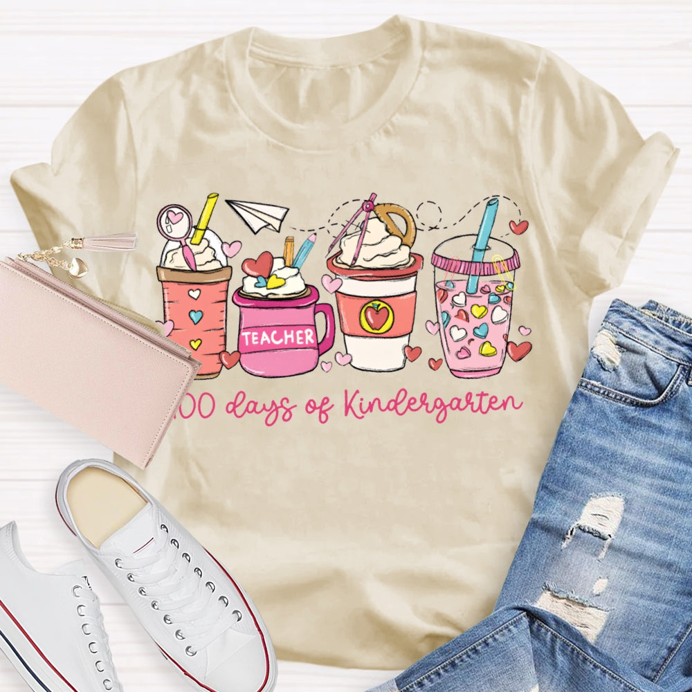 Personalized Grade 100 Days Of Kindergarten Teacher T-shirt