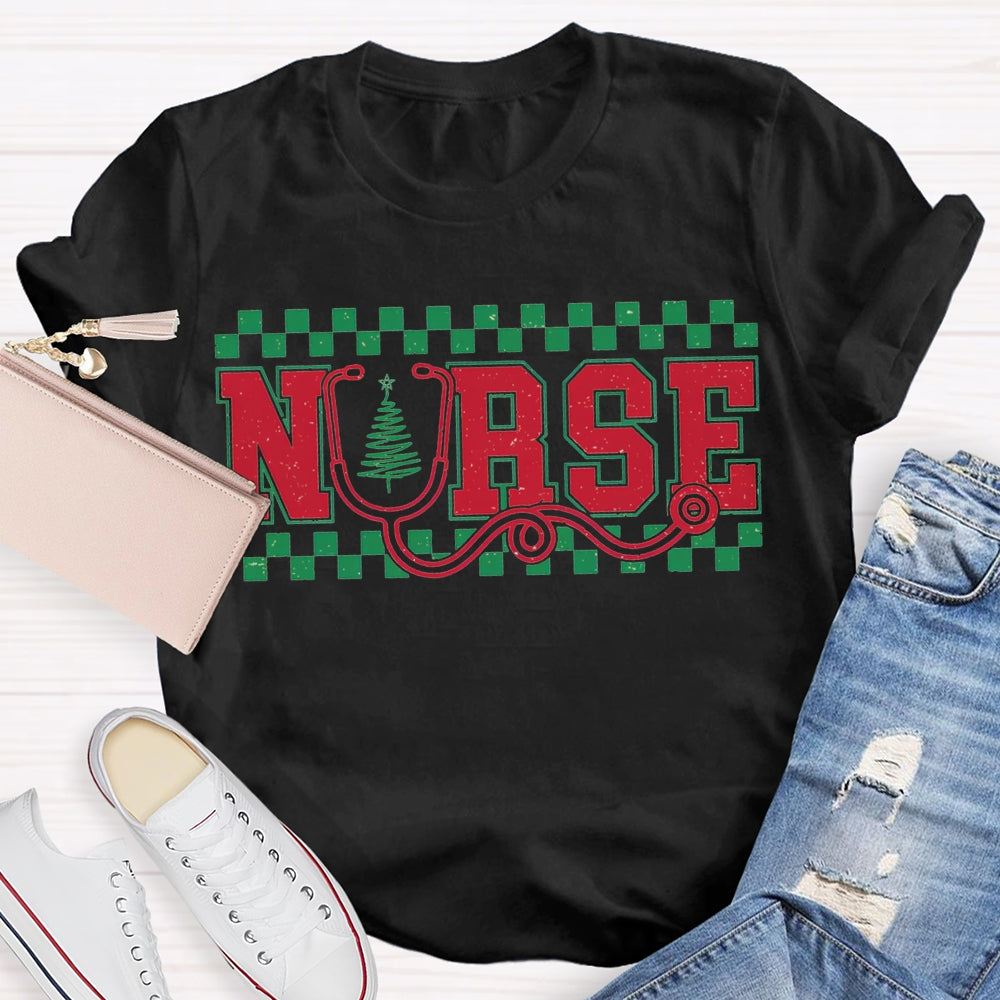 School Nurse Christmas Stethoscope And Christma T-shirt