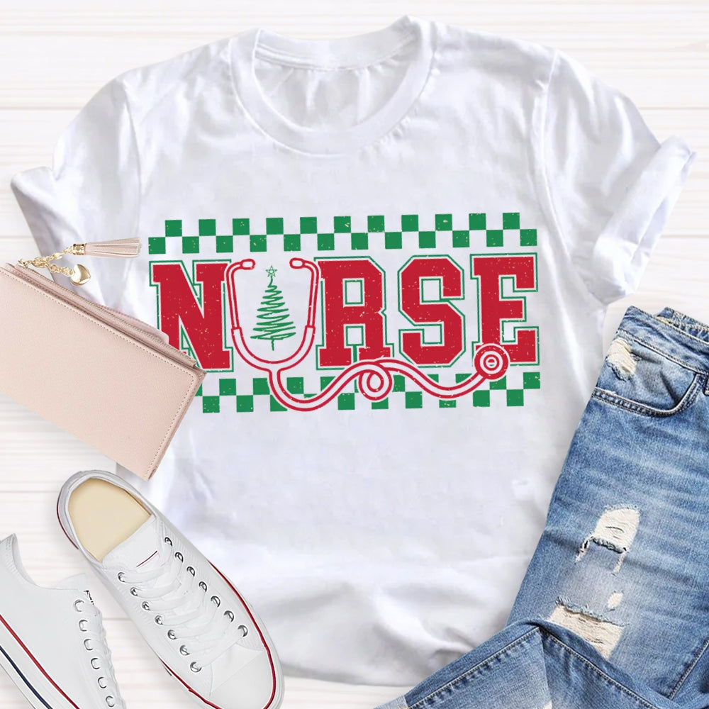 School Nurse Christmas Stethoscope And Christma T-shirt