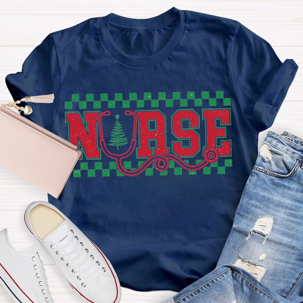 School Nurse Christmas Stethoscope And Christma T-shirt
