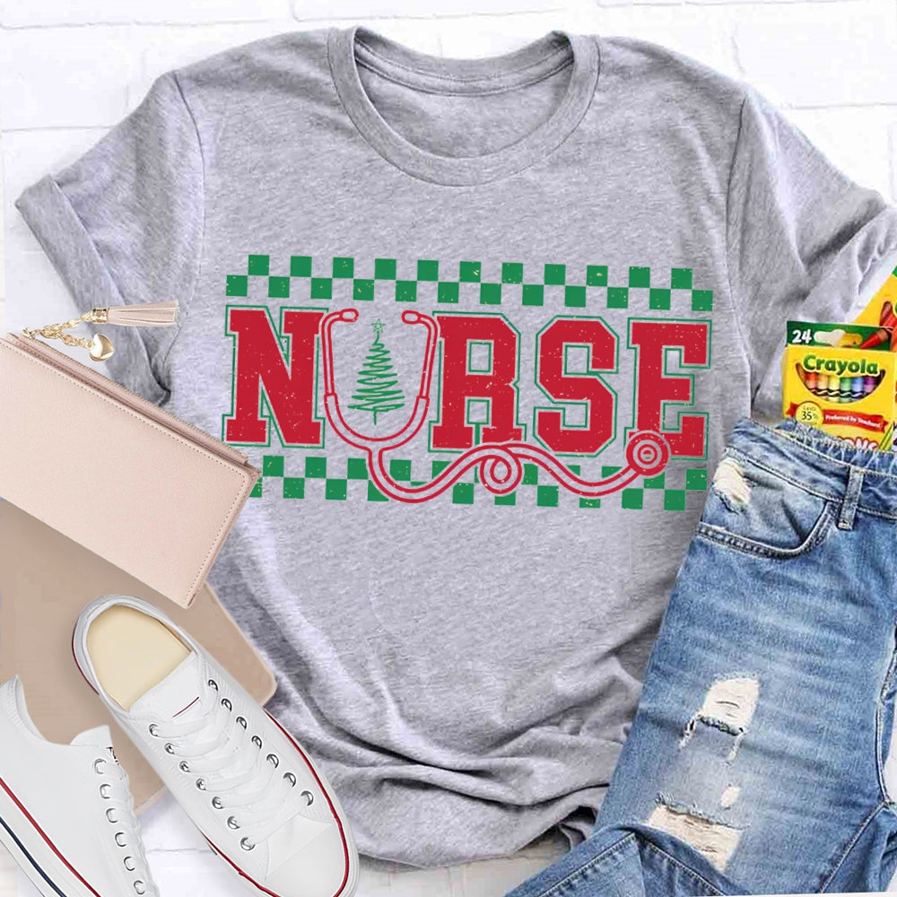 School Nurse Christmas Stethoscope And Christma T-shirt