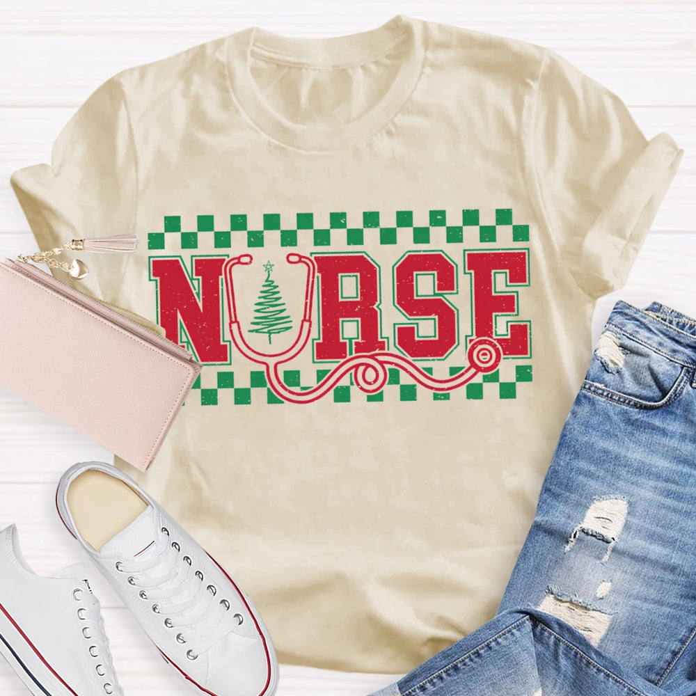 School Nurse Christmas Stethoscope And Christma T-shirt