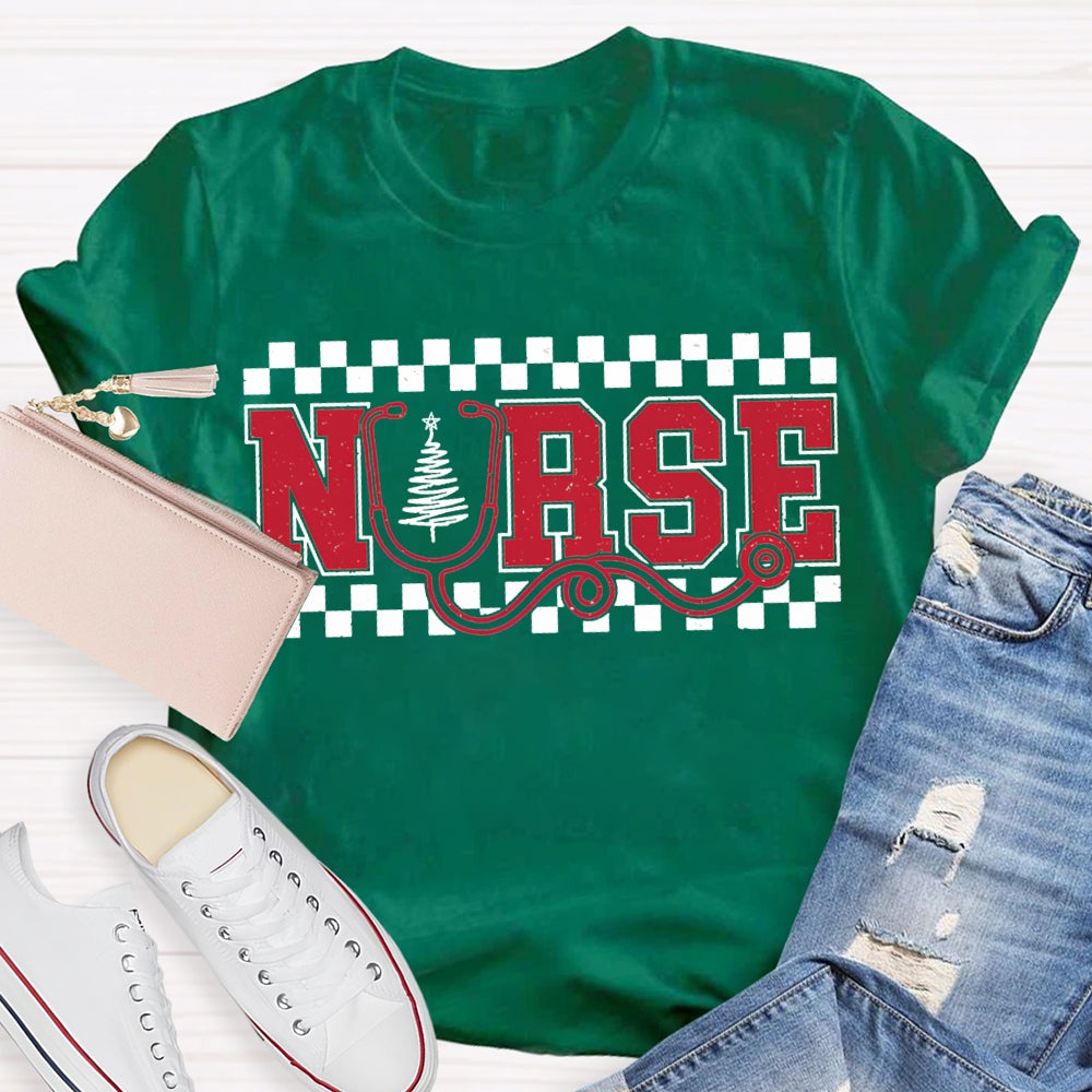 School Nurse Christmas Stethoscope And Christma T-shirt