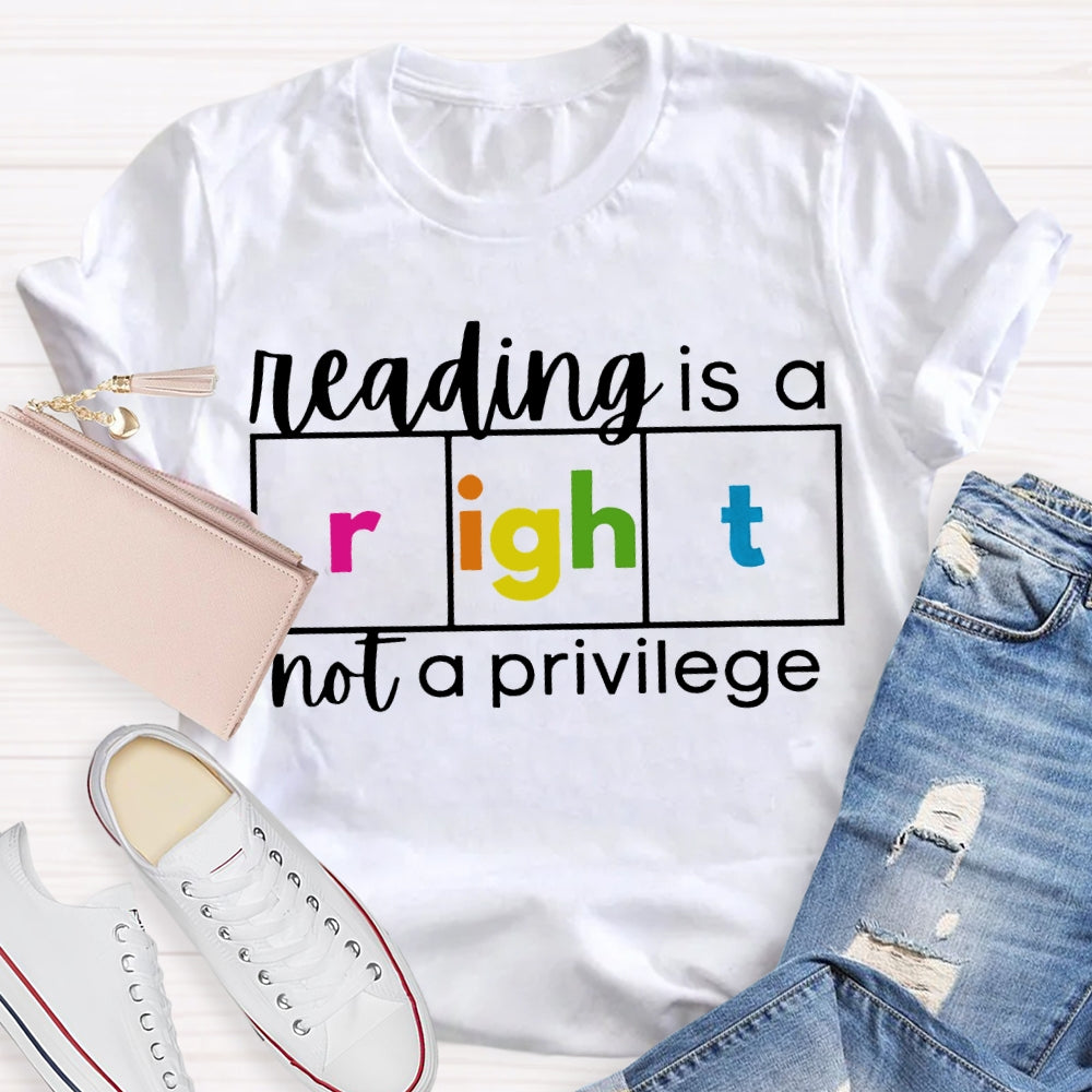 Reading Is A Not A Privilege Colored Fonts T-shirt