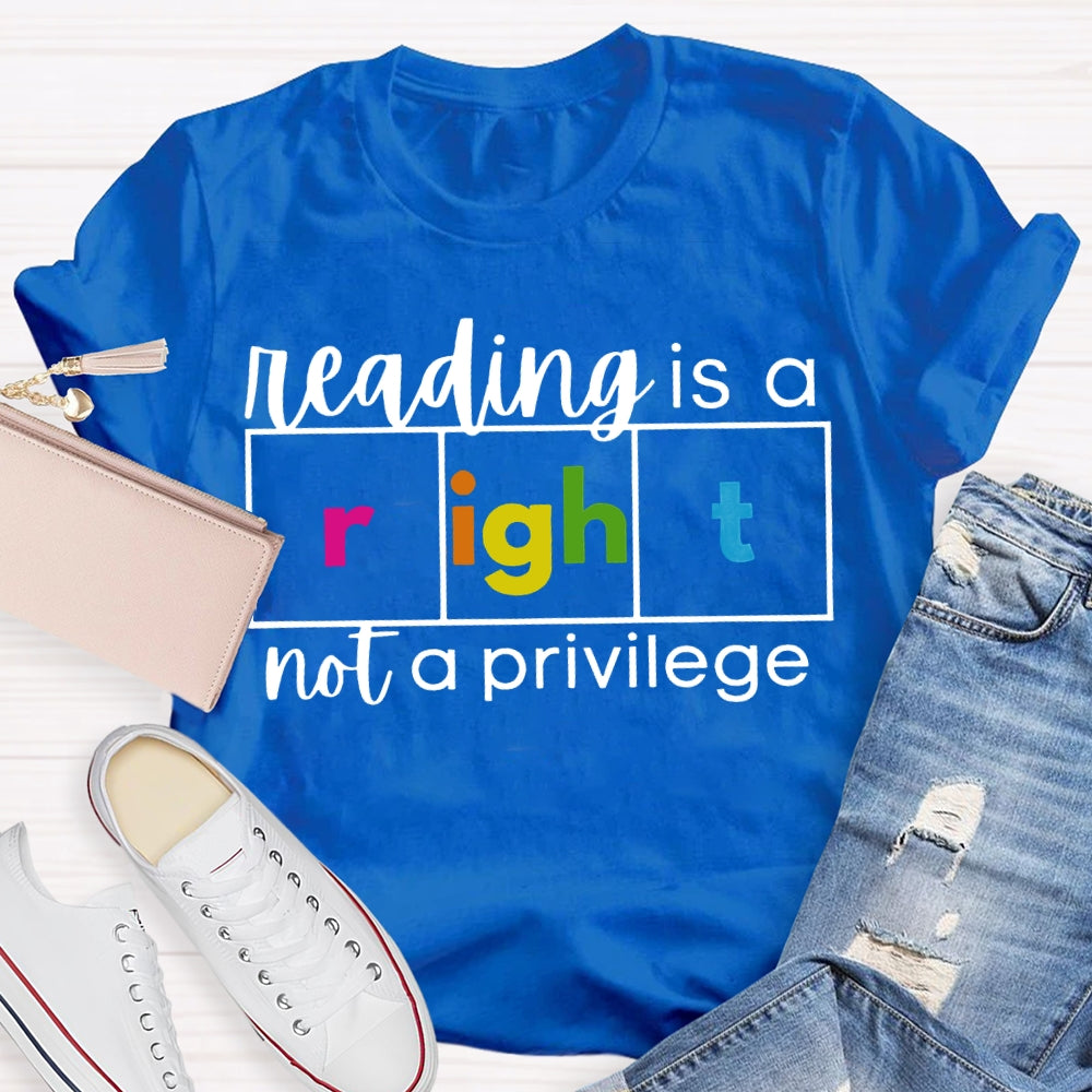 Reading Is A Not A Privilege Colored Fonts T-shirt