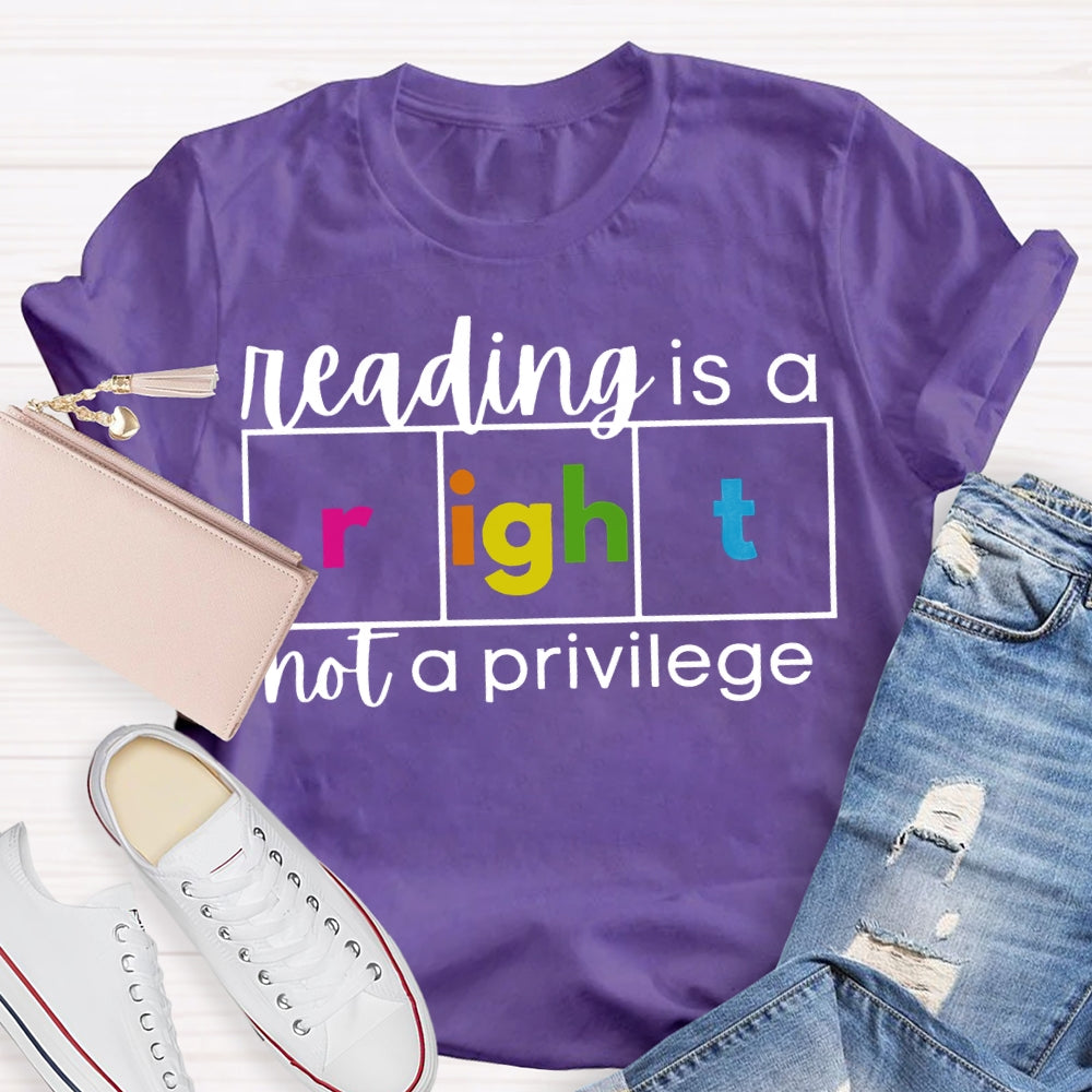Reading Is A Not A Privilege Colored Fonts T-shirt
