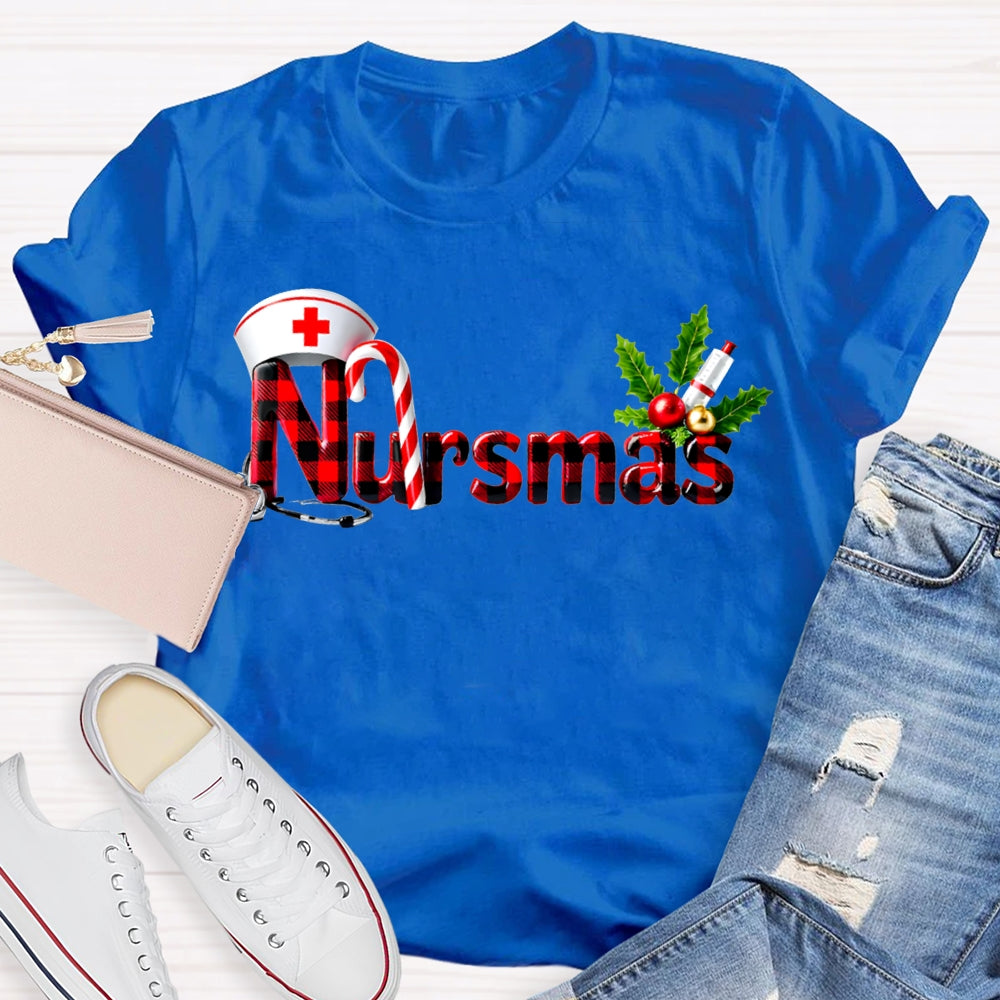 Nursmas Christmas Vibes Fonts Christmas T-shirt