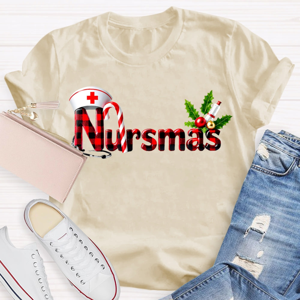 Nursmas Christmas Vibes Fonts Christmas T-shirt