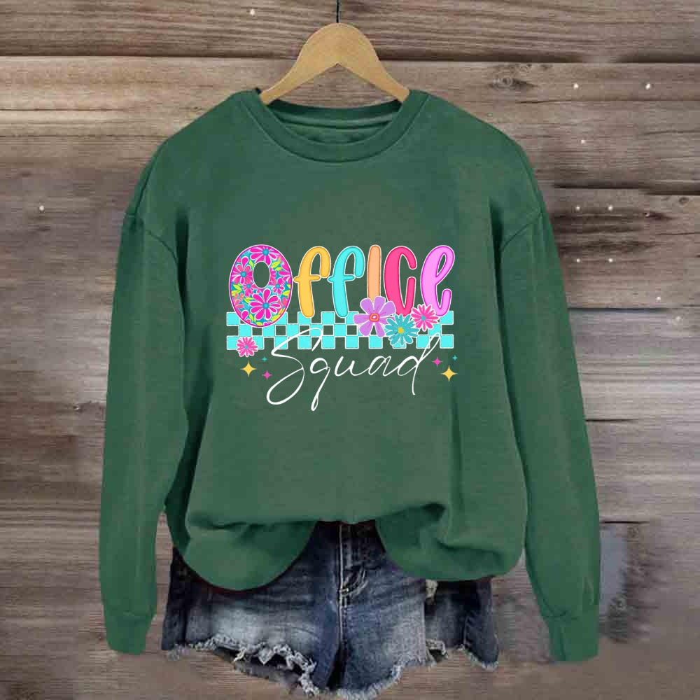 Office Squad Colorful Squares And Small Flowers Sweatshirt
