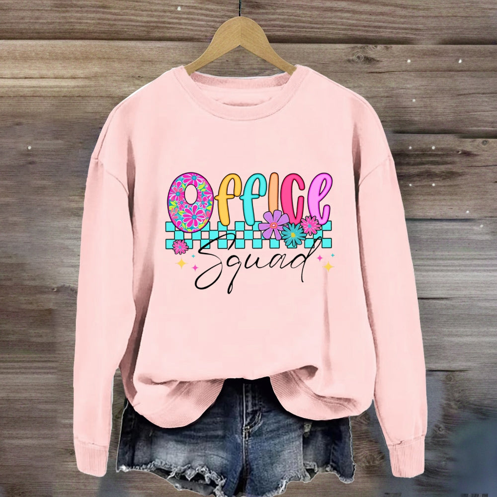 Office Squad Colorful Squares And Small Flowers Sweatshirt