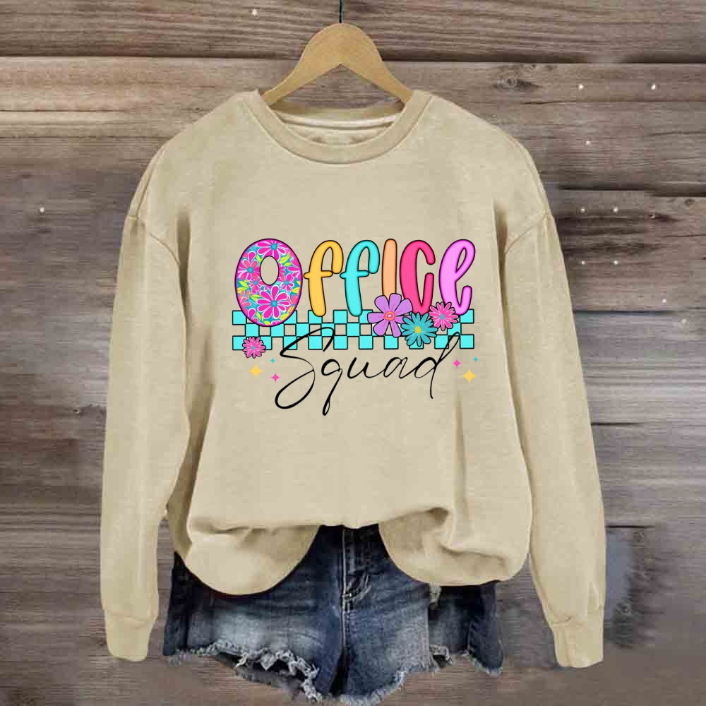 Office Squad Colorful Squares And Small Flowers Sweatshirt