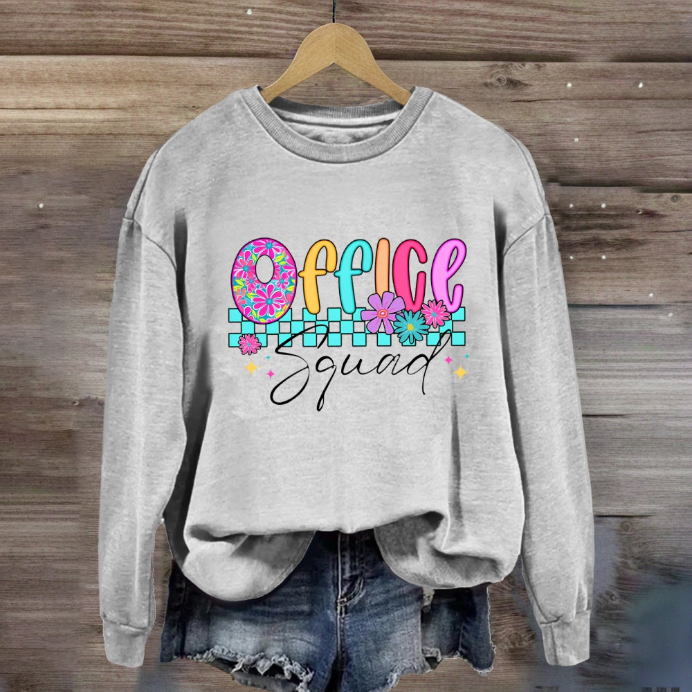 Office Squad Colorful Squares And Small Flowers Sweatshirt