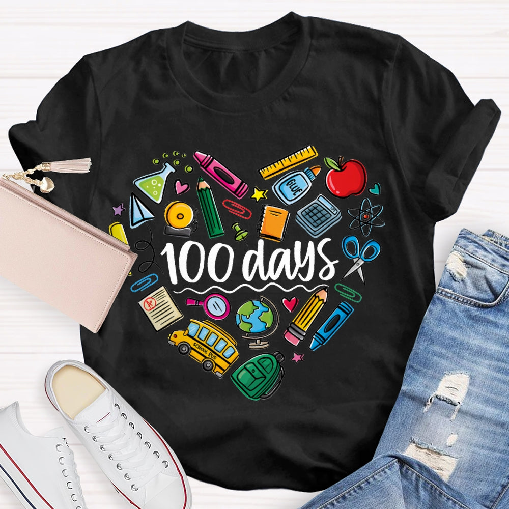 100 Days Colored Crayons And School Supplies T-shirt