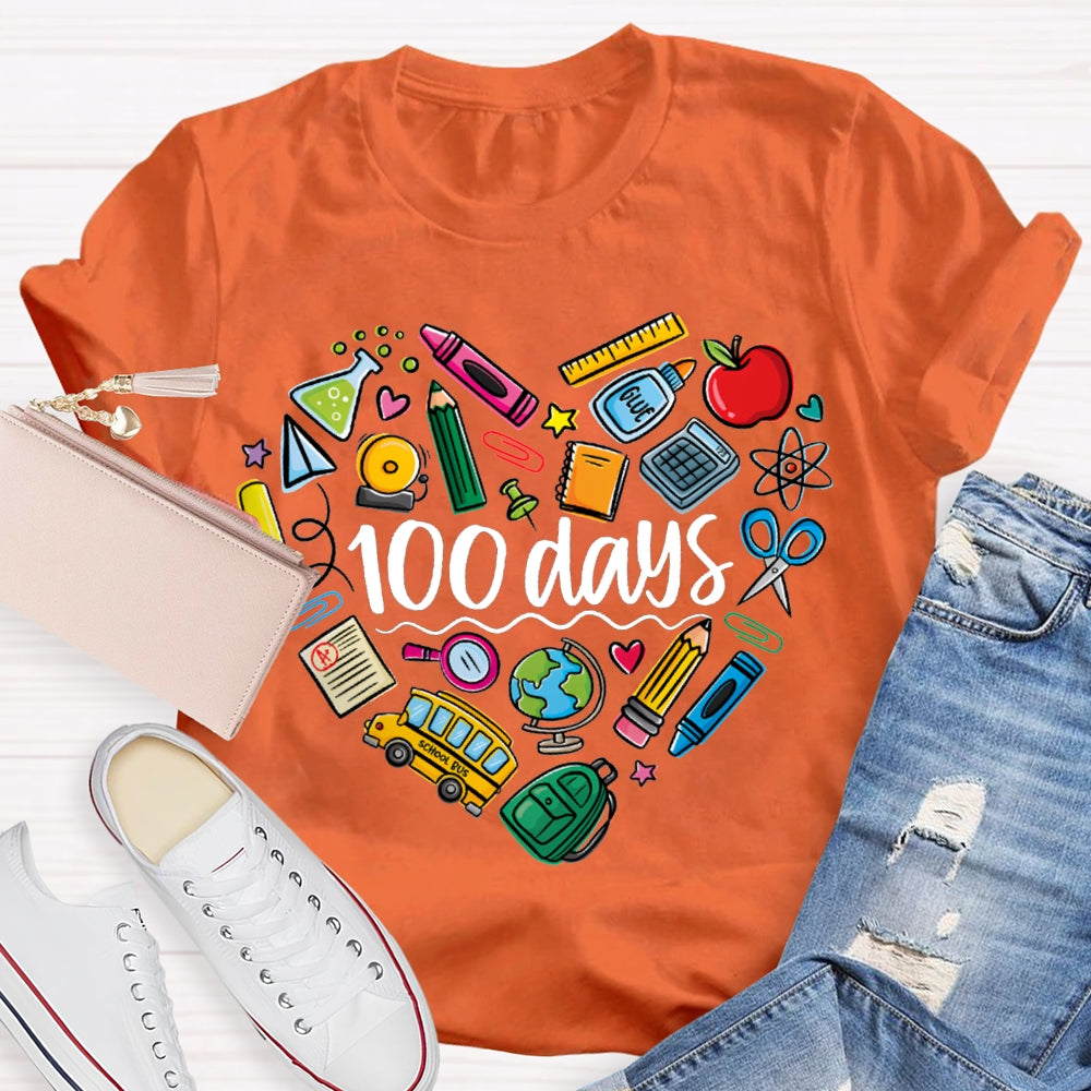 100 Days Colored Crayons And School Supplies T-shirt