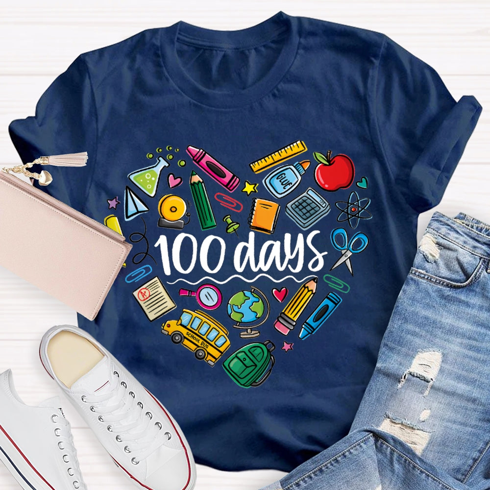100 Days Colored Crayons And School Supplies T-shirt