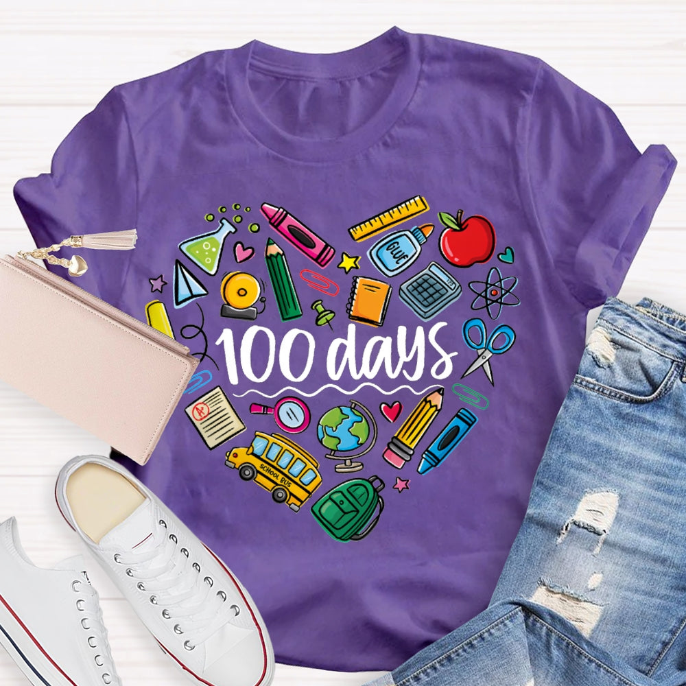 100 Days Colored Crayons And School Supplies T-shirt