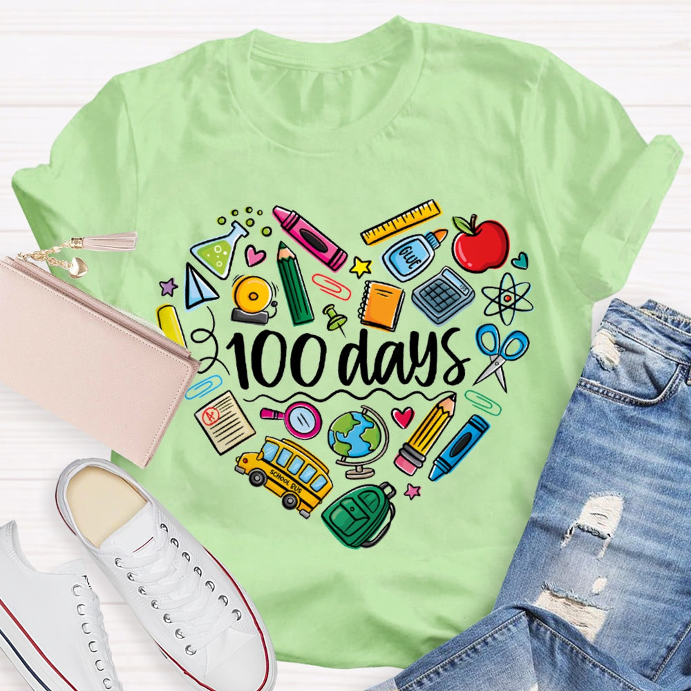 100 Days Colored Crayons And School Supplies T-shirt