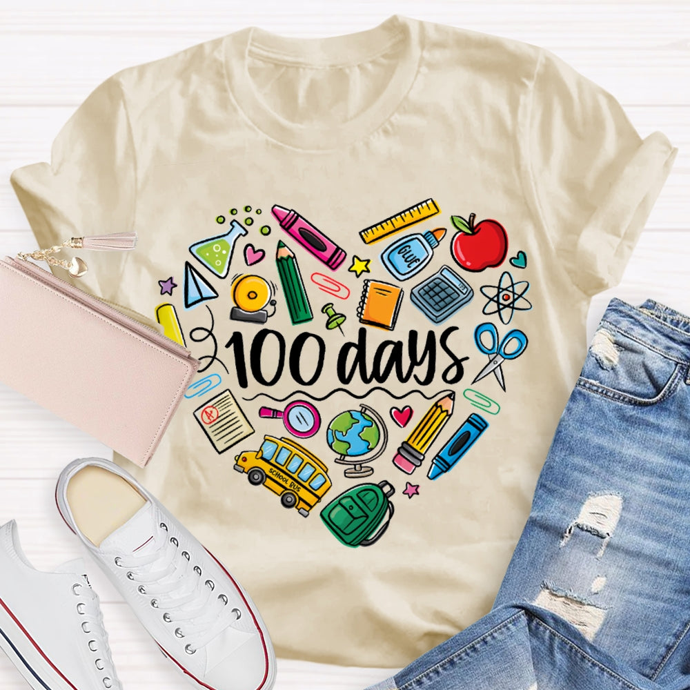 100 Days Colored Crayons And School Supplies T-shirt