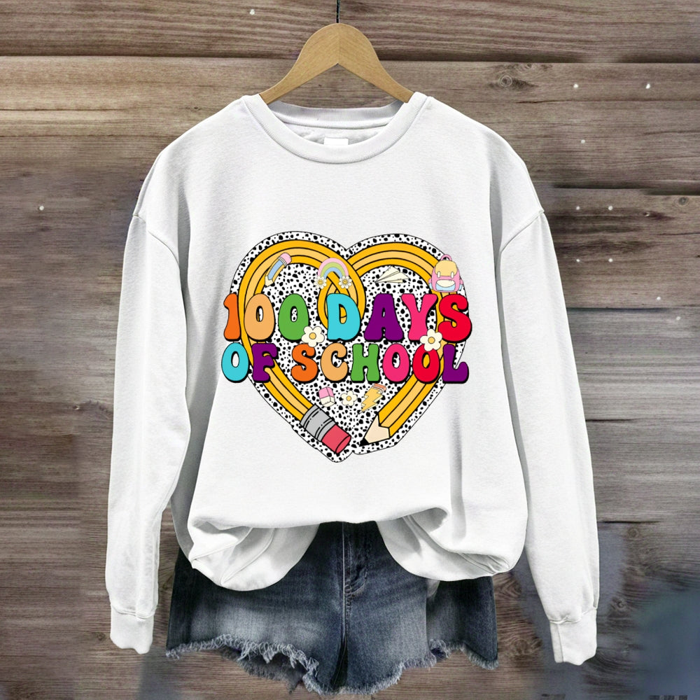 100 Days Of School Heart Sweatshirt