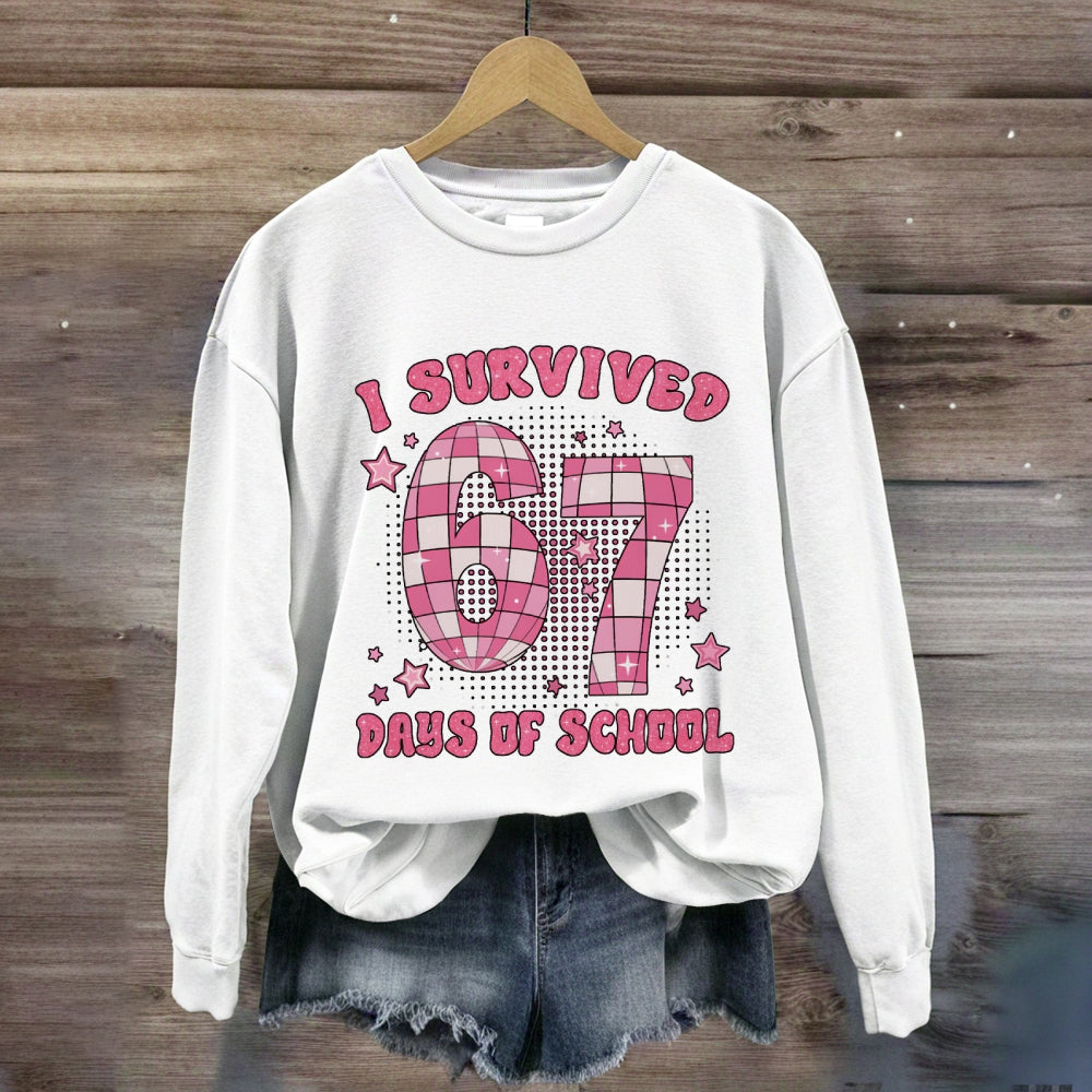 I Survived 67 Days Of School Pink Star Sweatshirt