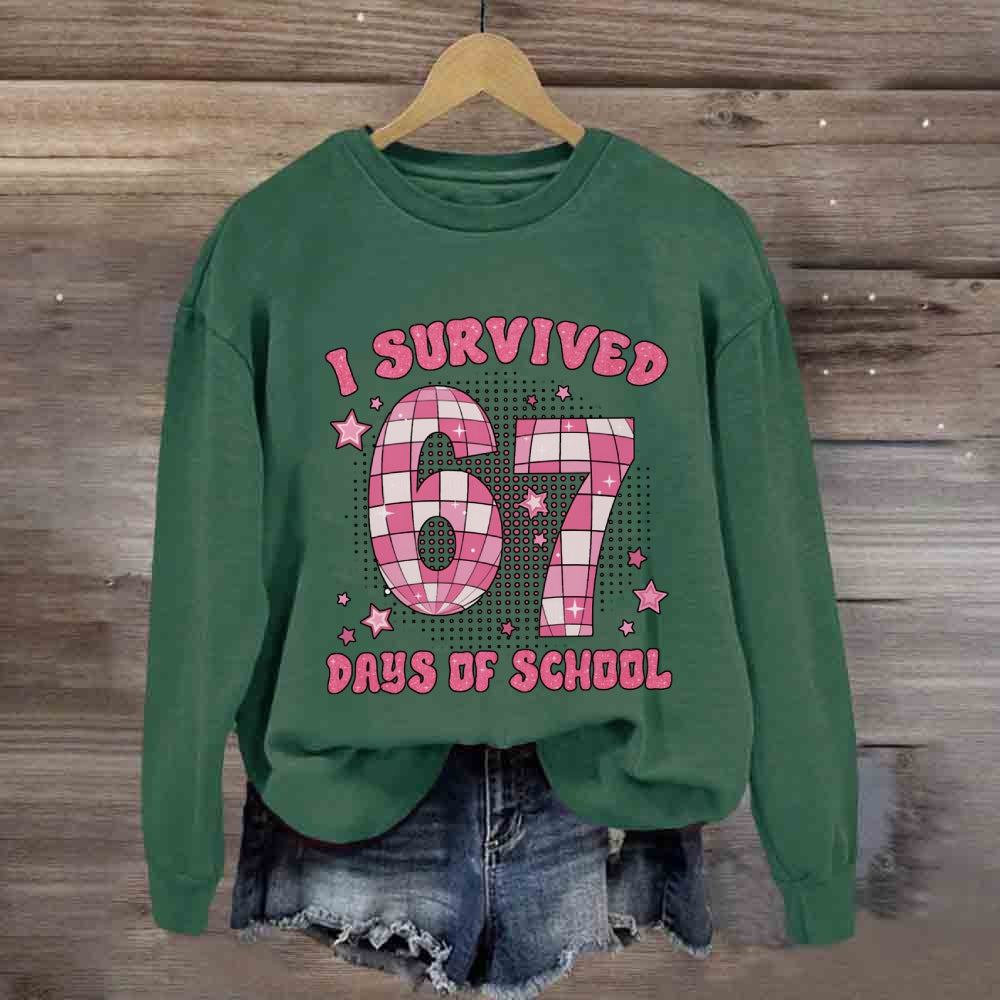 I Survived 67 Days Of School Pink Star Sweatshirt