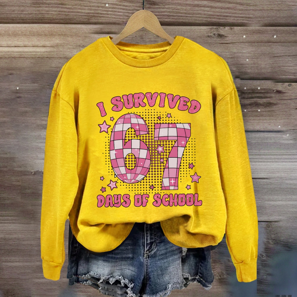 I Survived 67 Days Of School Pink Star Sweatshirt