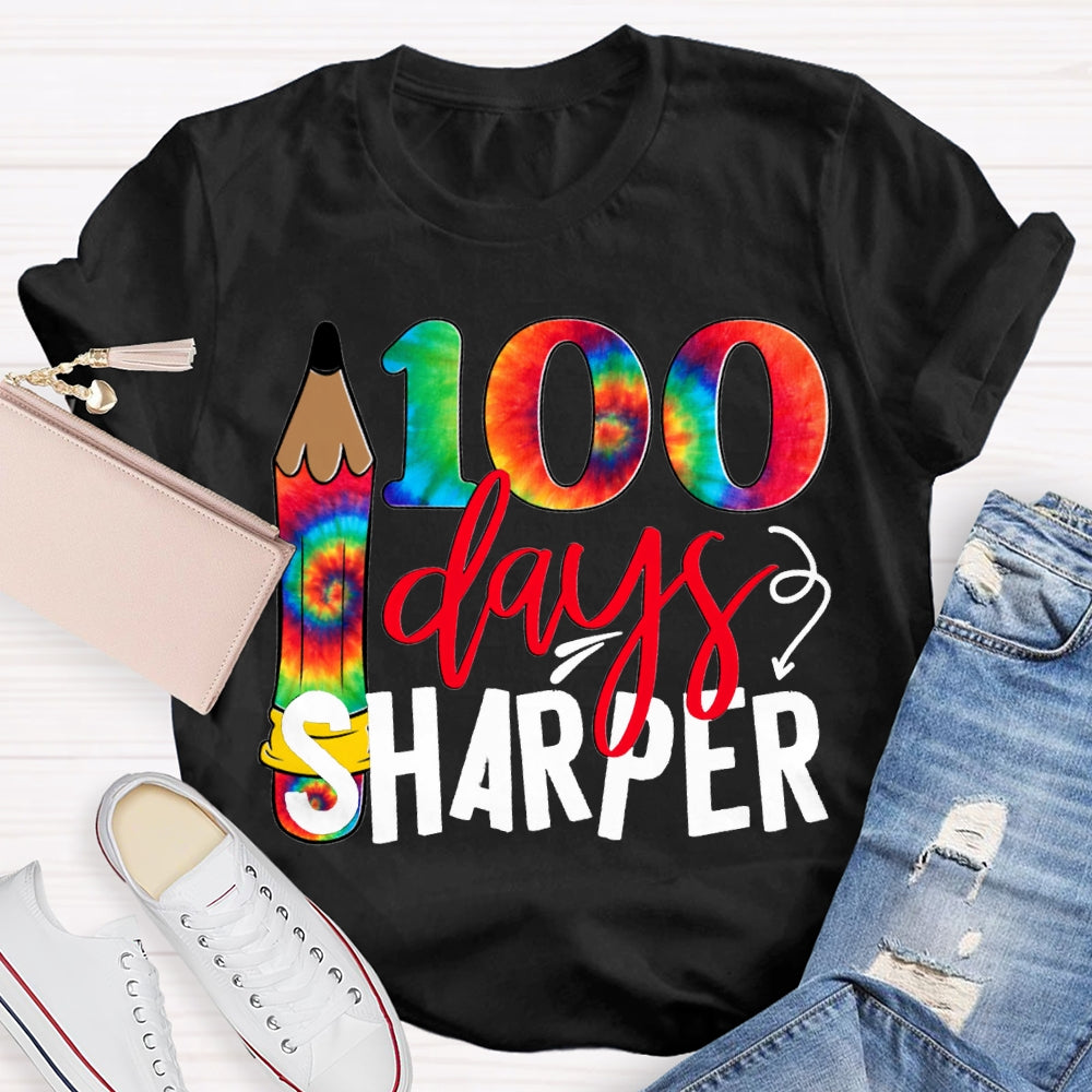 100 Days Sharper Tie-Dye Numbers And Pencils T-shirt
