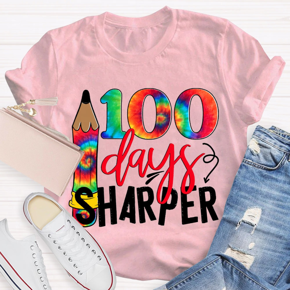 100 Days Sharper Tie-Dye Numbers And Pencils T-shirt