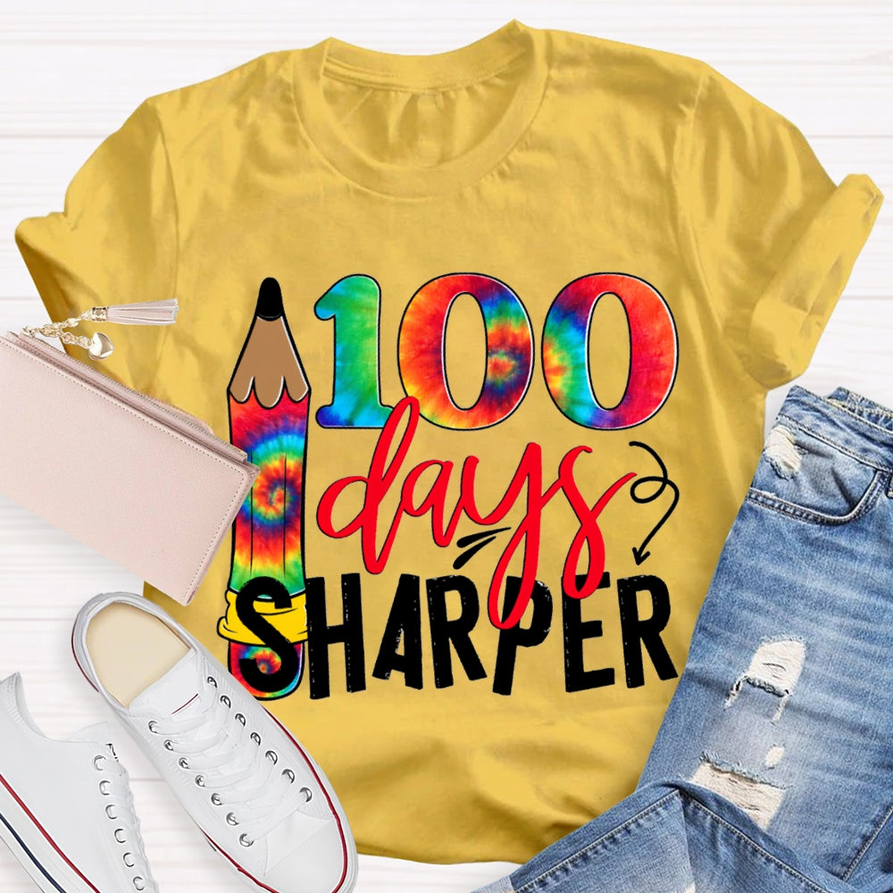 100 Days Sharper Tie-Dye Numbers And Pencils T-shirt