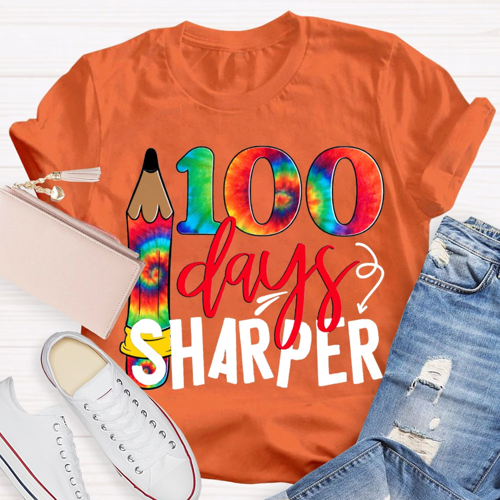 100 Days Sharper Tie-Dye Numbers And Pencils T-shirt