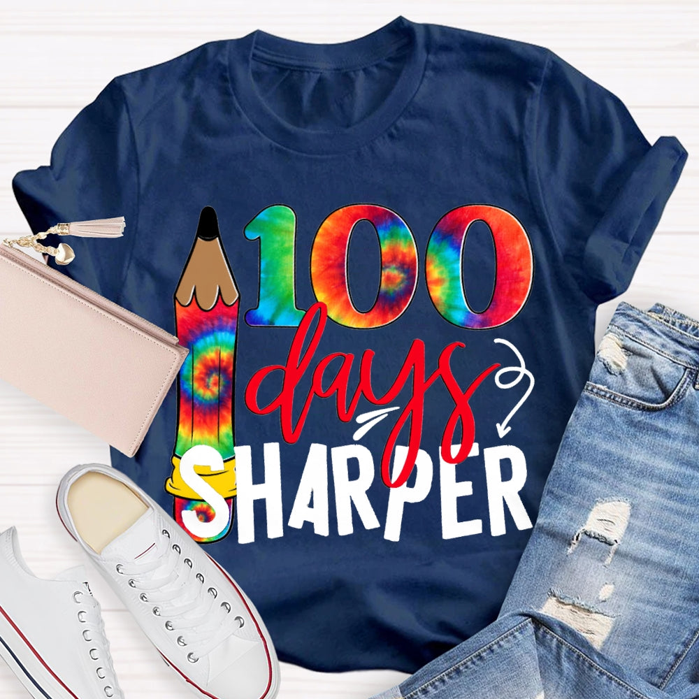 100 Days Sharper Tie-Dye Numbers And Pencils T-shirt