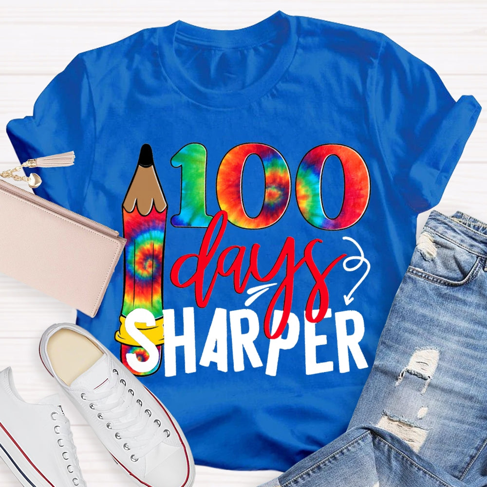100 Days Sharper Tie-Dye Numbers And Pencils T-shirt