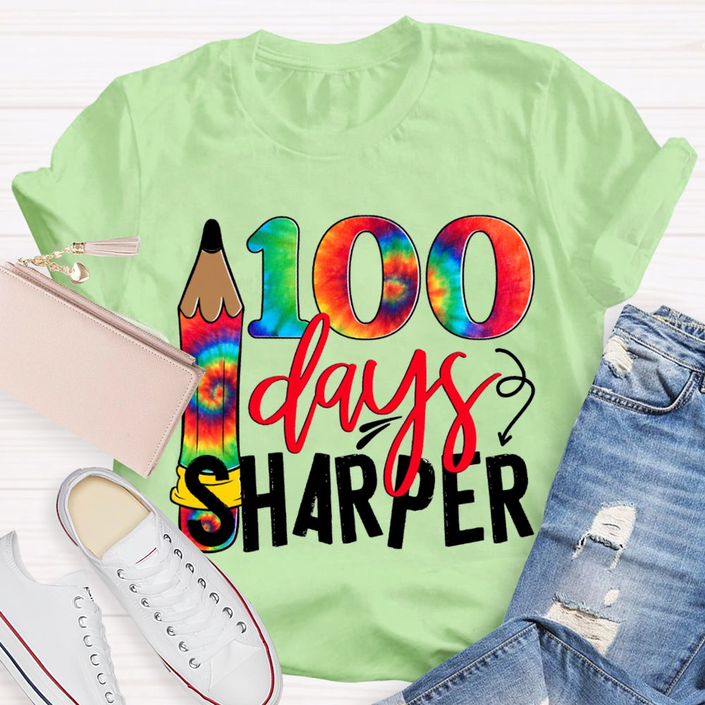 100 Days Sharper Tie-Dye Numbers And Pencils T-shirt