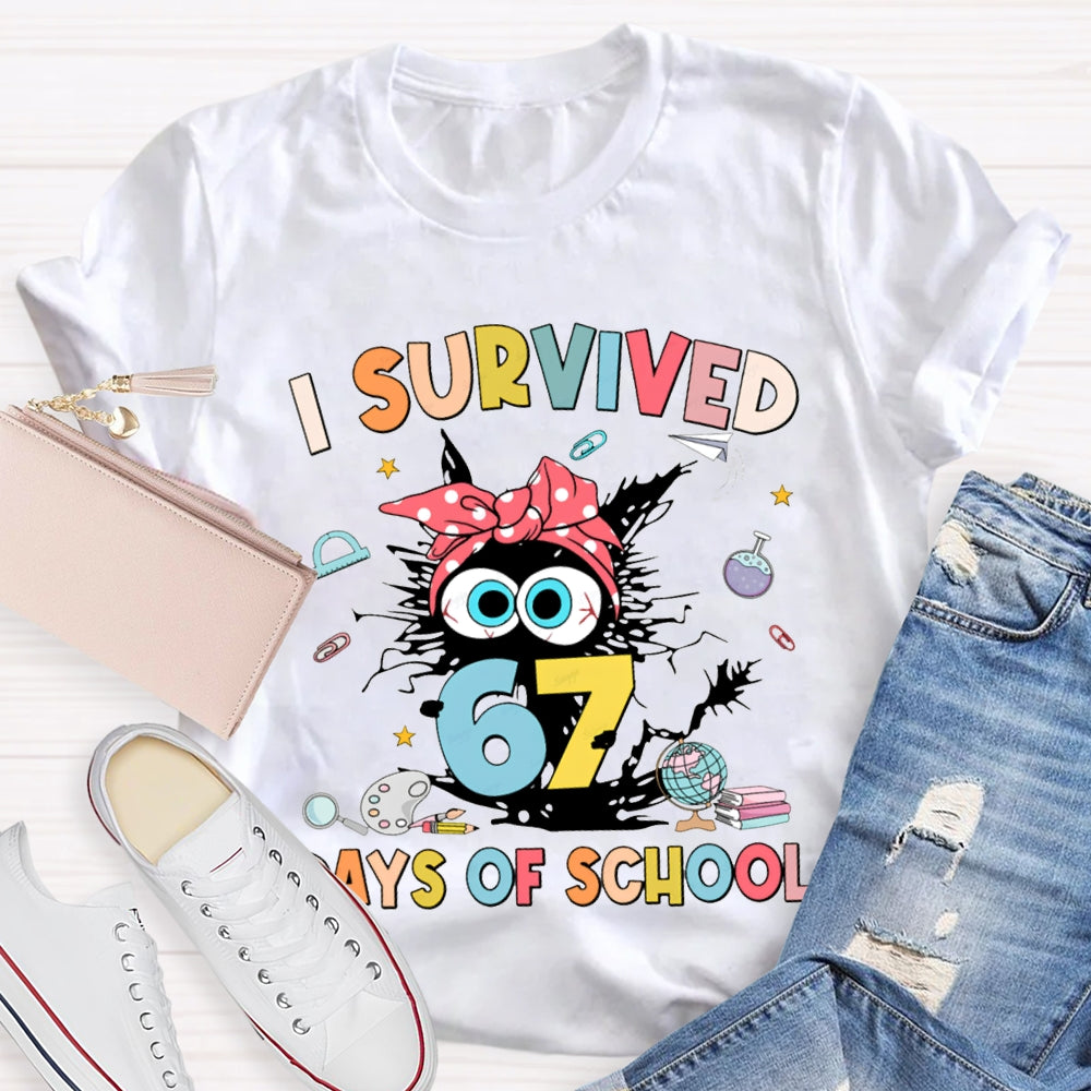 I Survived 67 Days Of School Grumpy Kitten T-shirt