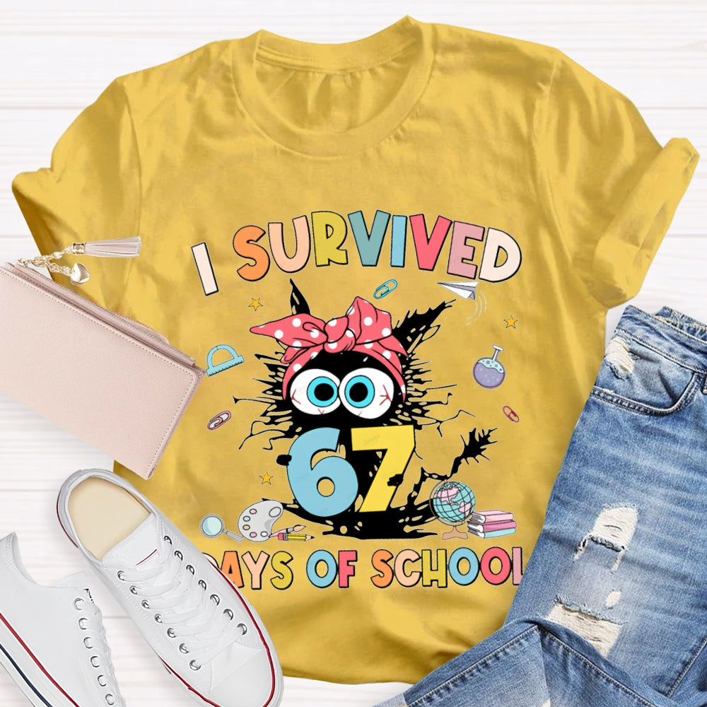 I Survived 67 Days Of School Grumpy Kitten T-shirt