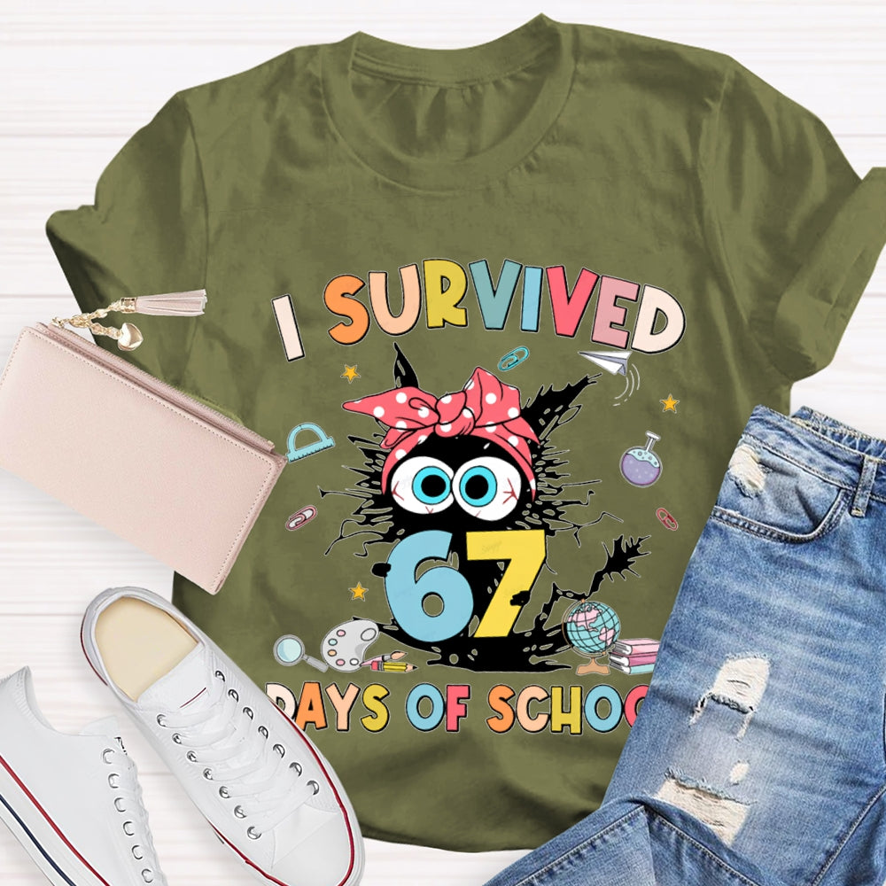 I Survived 67 Days Of School Grumpy Kitten T-shirt