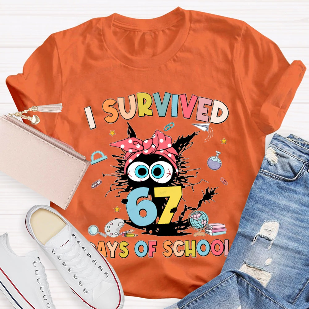 I Survived 67 Days Of School Grumpy Kitten T-shirt