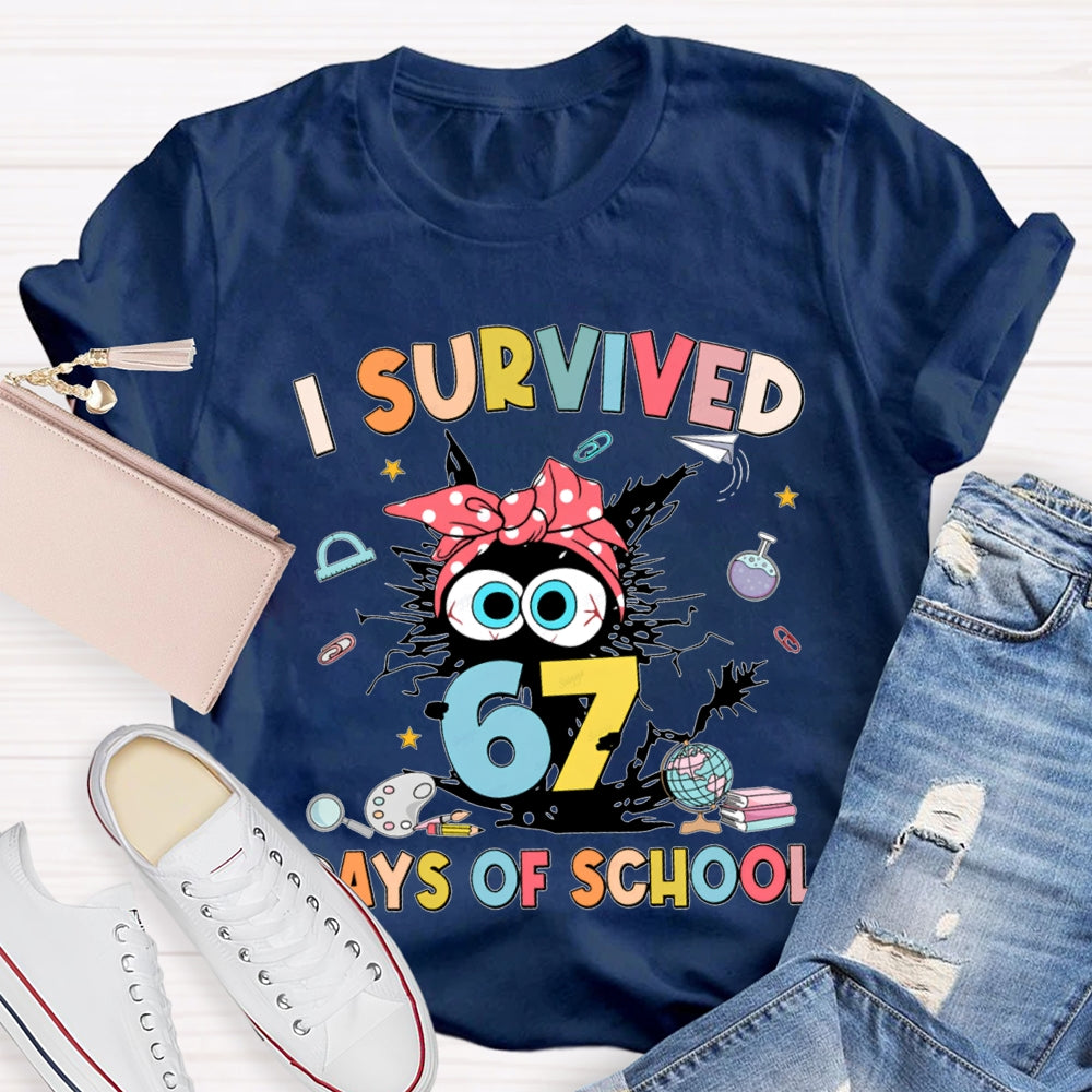 I Survived 67 Days Of School Grumpy Kitten T-shirt
