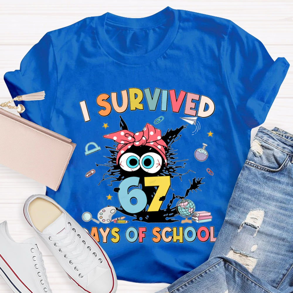 I Survived 67 Days Of School Grumpy Kitten T-shirt