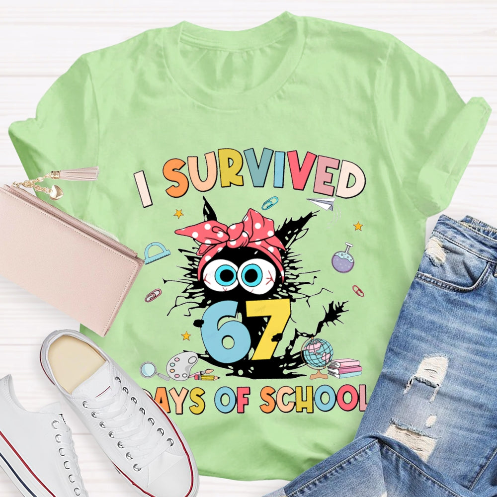 I Survived 67 Days Of School Grumpy Kitten T-shirt
