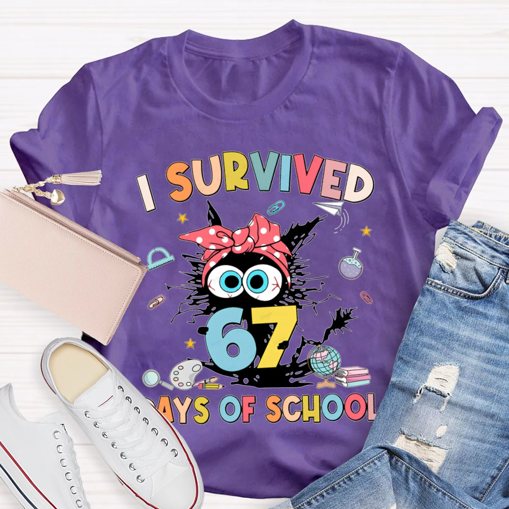 I Survived 67 Days Of School Grumpy Kitten T-shirt
