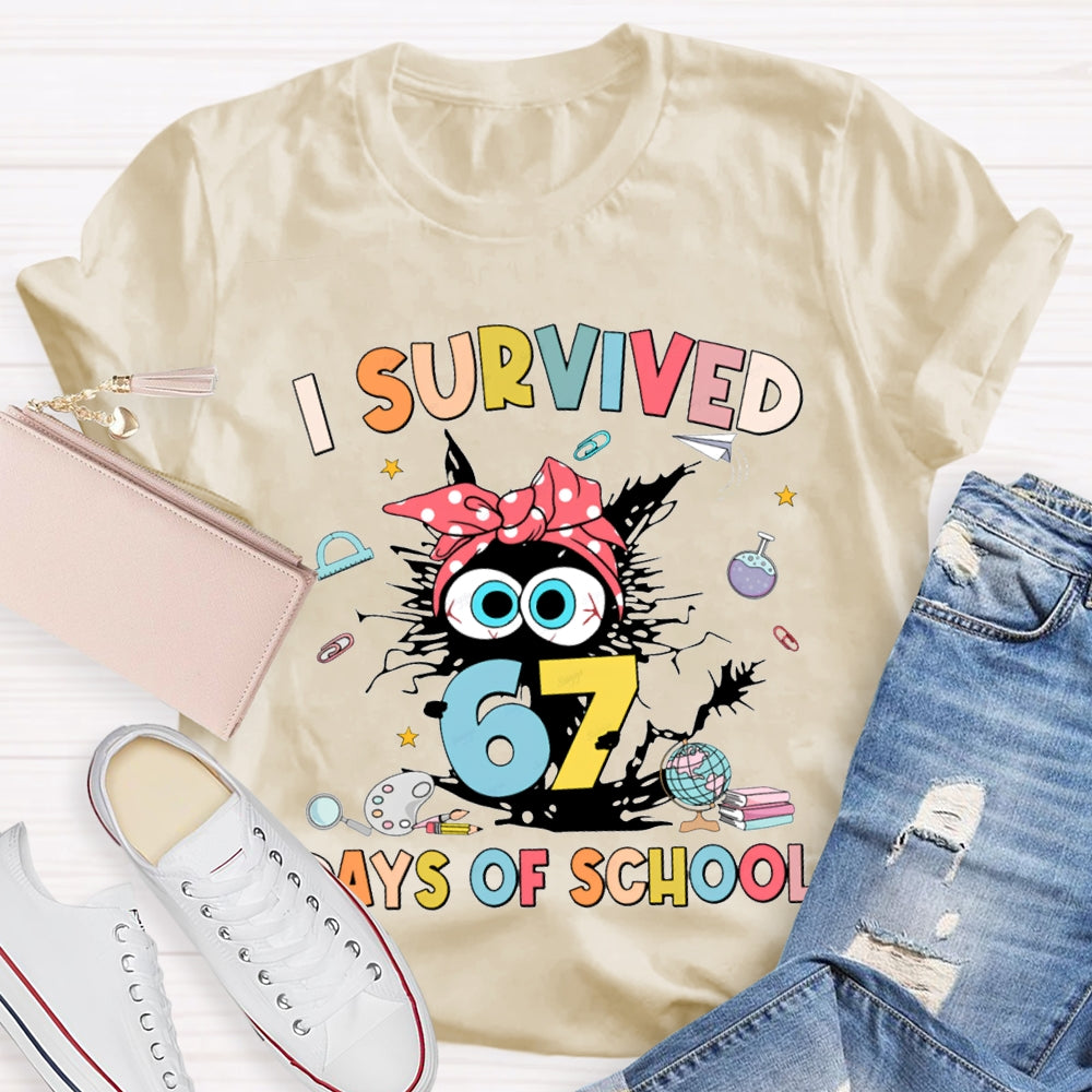 I Survived 67 Days Of School Grumpy Kitten T-shirt