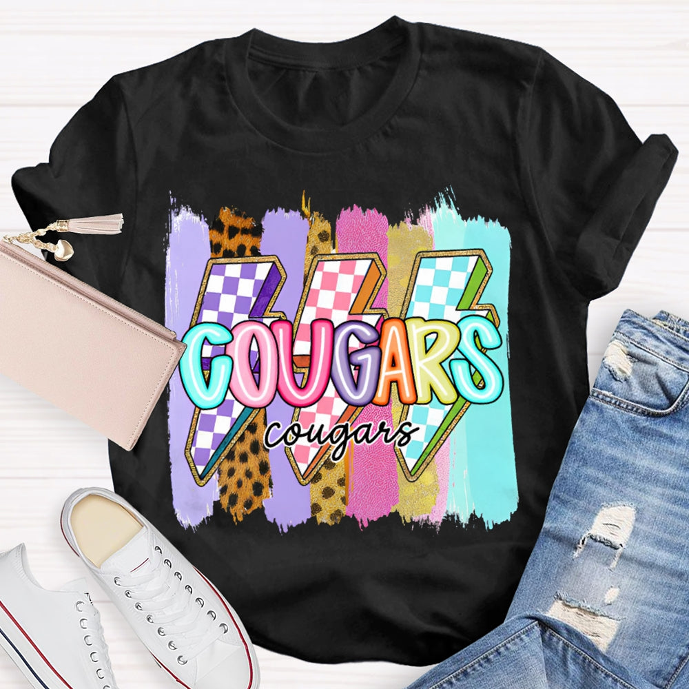 Personalized Mascot Colorful Lightning Print T-shirt