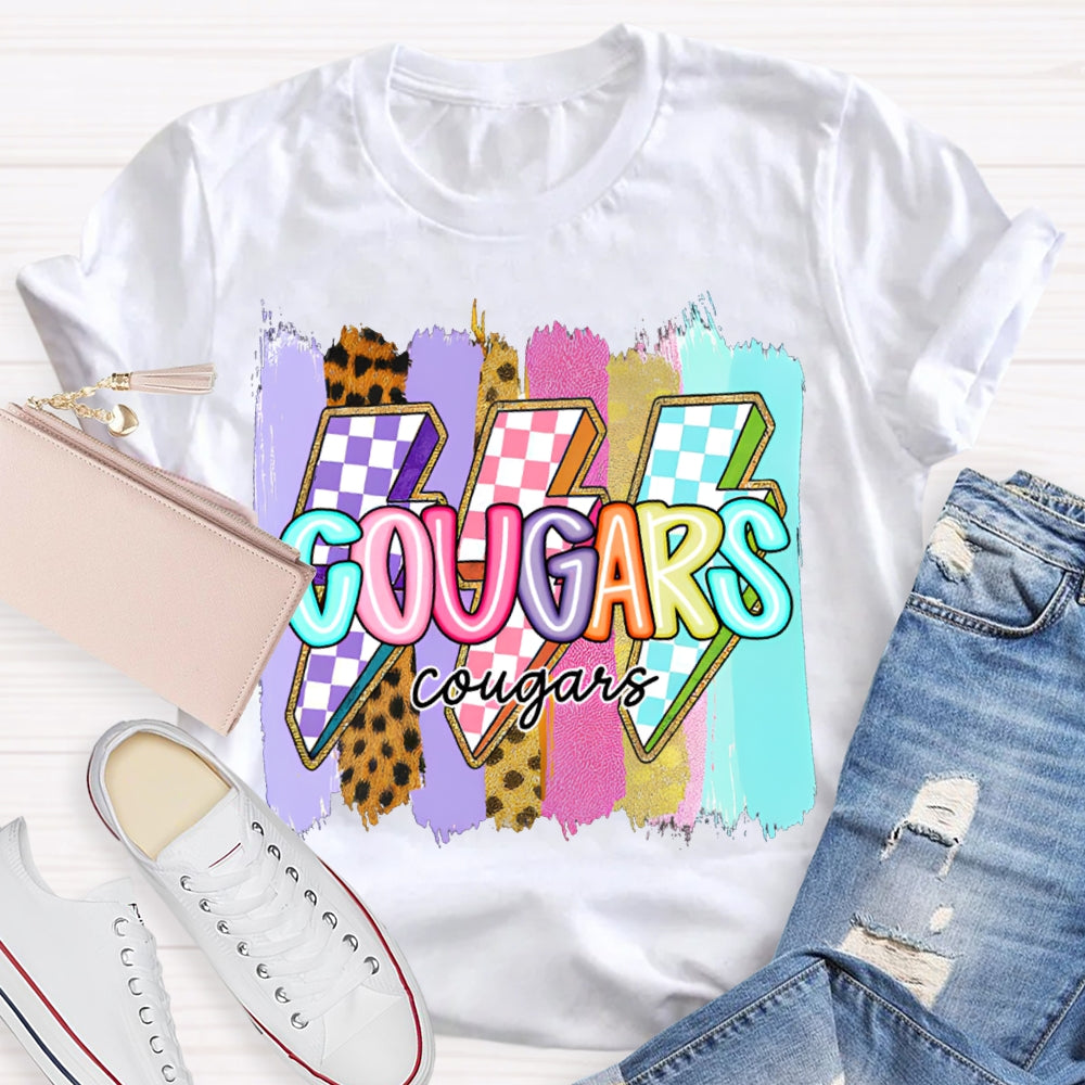 Personalized Mascot Colorful Lightning Print T-shirt
